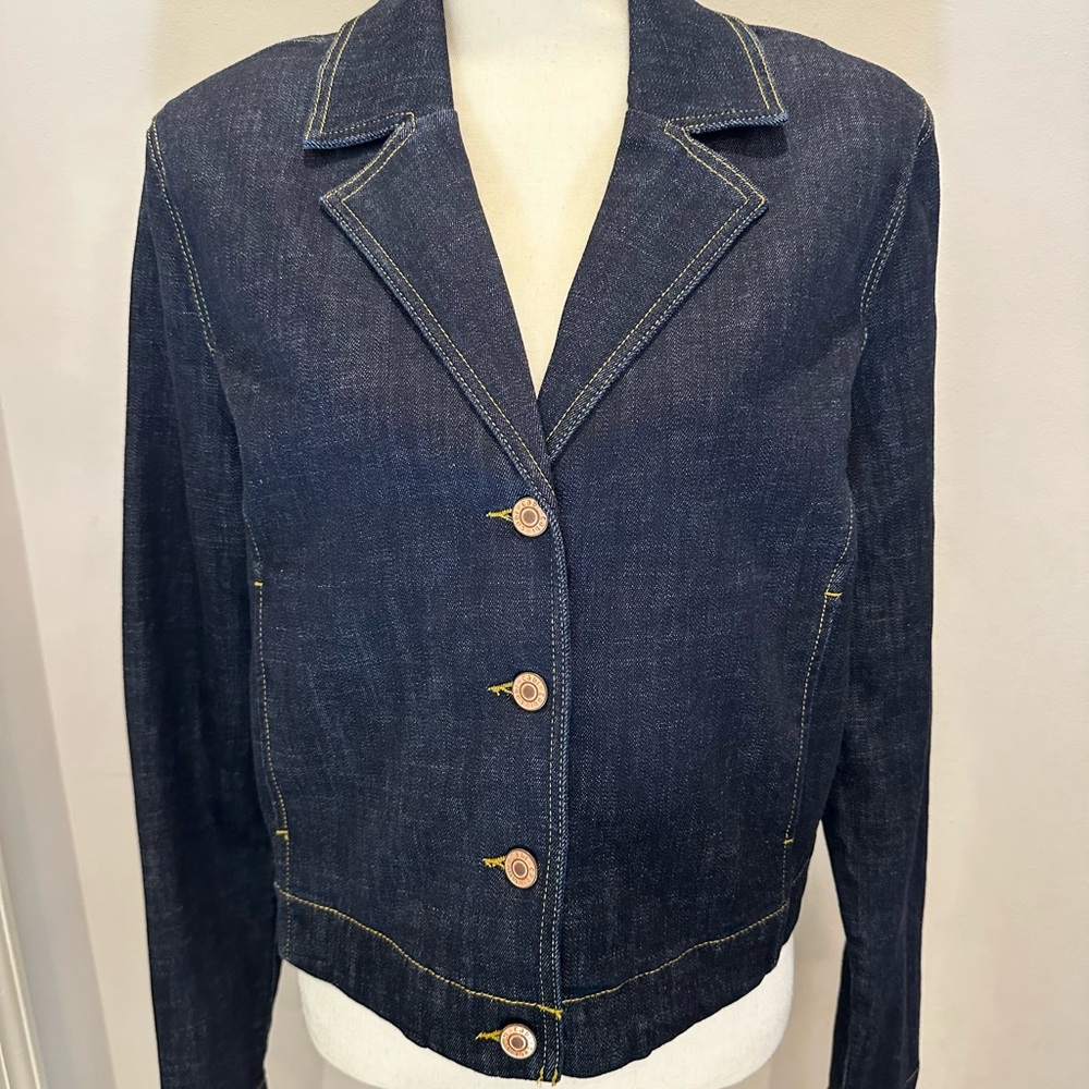 CAbi Dark Blue Denim Jacket with Gold Stitching (Johnny Jacket)